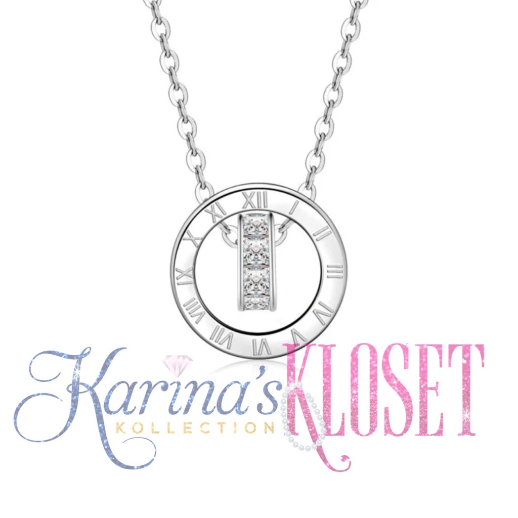 Roman Numeral Swarovski Eternity Charm Stainless Steel Necklace | Modern